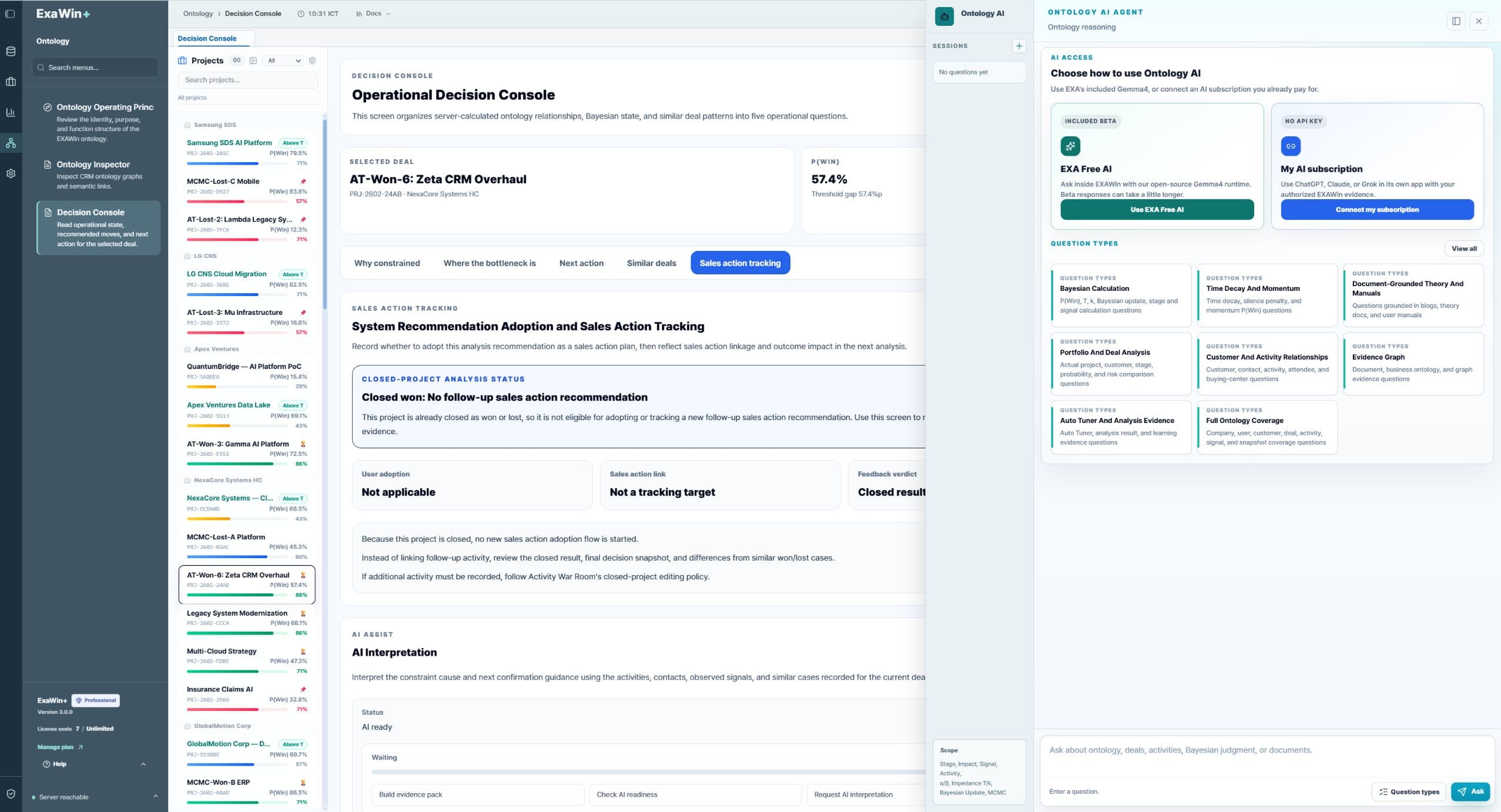 ExaWin+ Decision Console & Ontology AI
