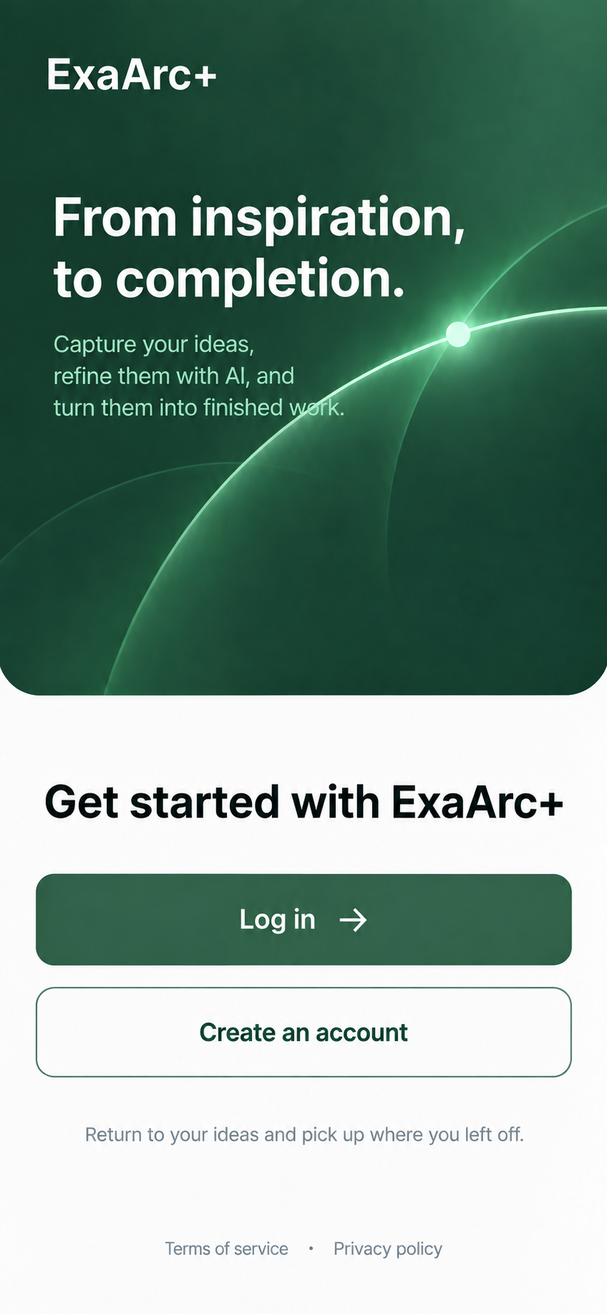 From inspiration to completion · Login
